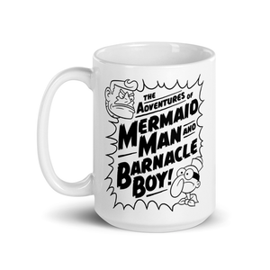 Tasse blanche Bob l'éponge SquarePants Mermaidman et Barnacleboy Comic