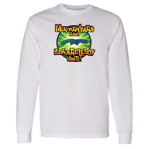 SpongeBob SquarePants Mermaid Man and Barnacle Boy Unite Logo Adult Long Sleeve T-Shirt