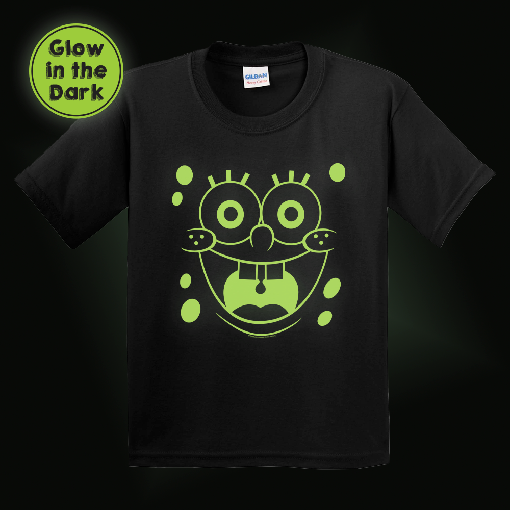 SpongeBob SquarePants Glow in the Dark Big Face Kids Short Sleeve Shirt