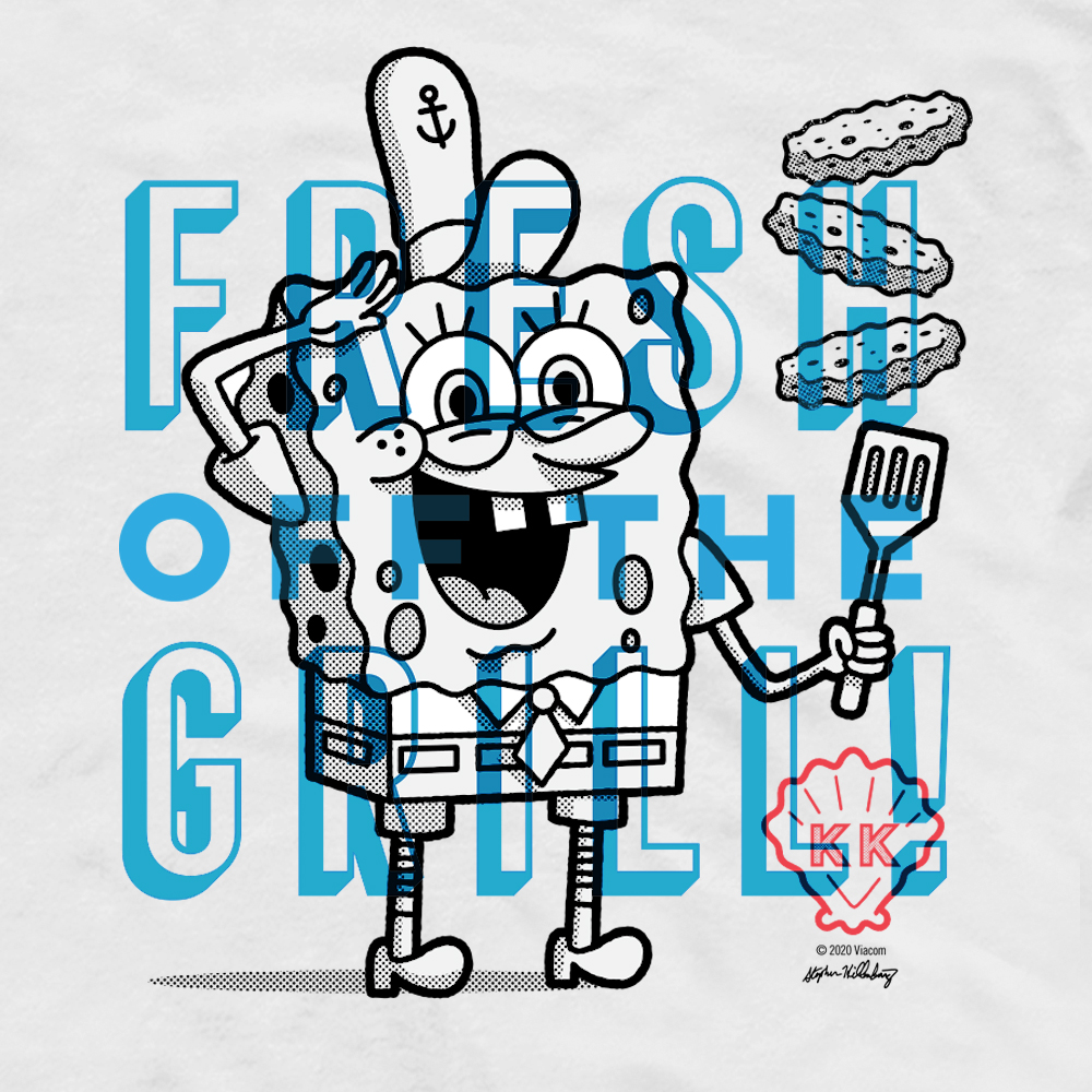 Bob Esponja El Crustáceo Crujiente Bob Esponja a la Parrilla Adultos Camiseta de manga corta