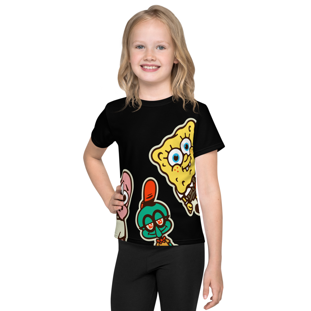 Spongebob Schwammkopf bei den Happy Campers Kinder T-Shirt mit kurzen Ärmeln
