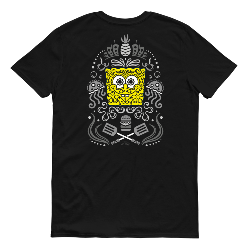 SpongeBob Zuckerschwamm Reduzierte Farbe Erwachsene T-Shirt mit kurzen Ärmeln