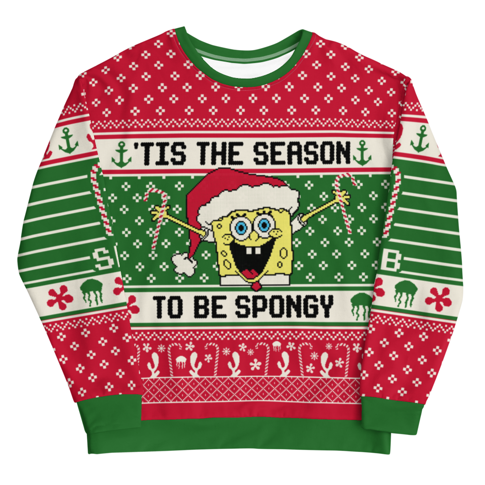 Spongebob Schwammkopf Hässliche Weihnachten Unisex Sweatshirt mit Rundhalsausschnitt