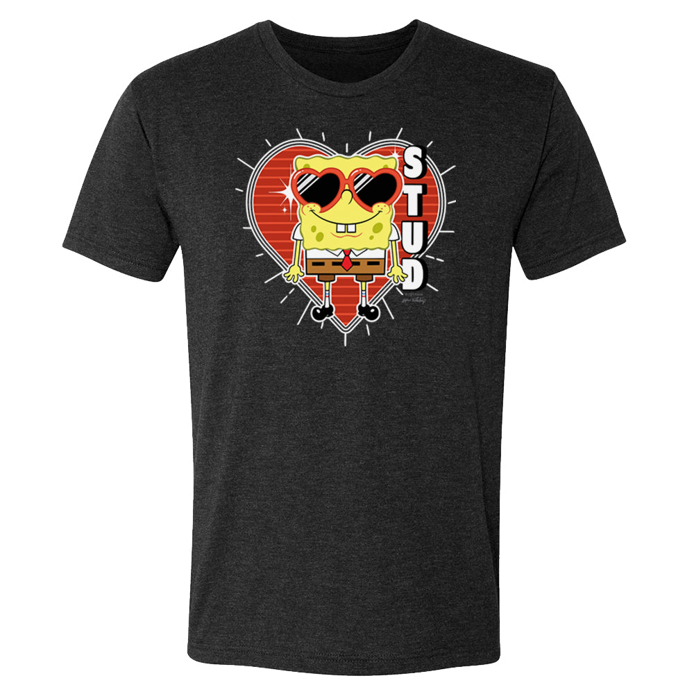 Spongebob Schwammkopf Herz Sonnenbrille Stud Tri-Blend T-Shirt