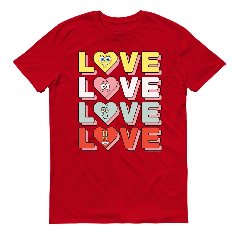 Bob Esponja Amor apilado Adultos Camiseta de manga corta