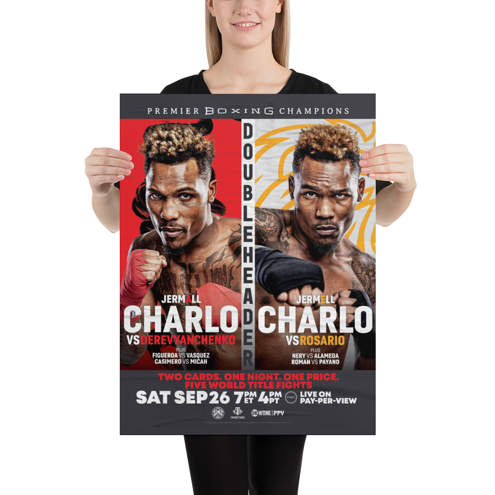 SHO Championship Boxing Charlo Doubleheader Premium Satin Poster