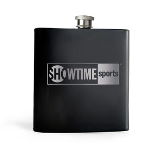 Showtime Sport Schwarz-weißer Umriss Logo Lasergravierter Flachmann
