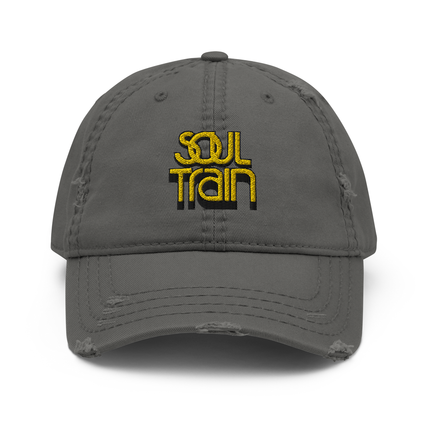 Soul Train Logo Embroidered Distressed Dad Hat