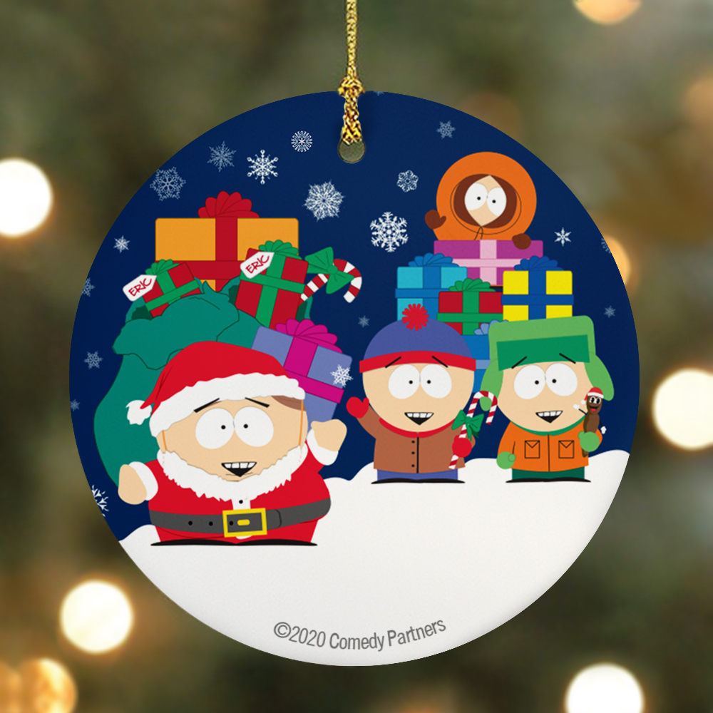 South Park Holiday Presents Round Ceramic Ornament