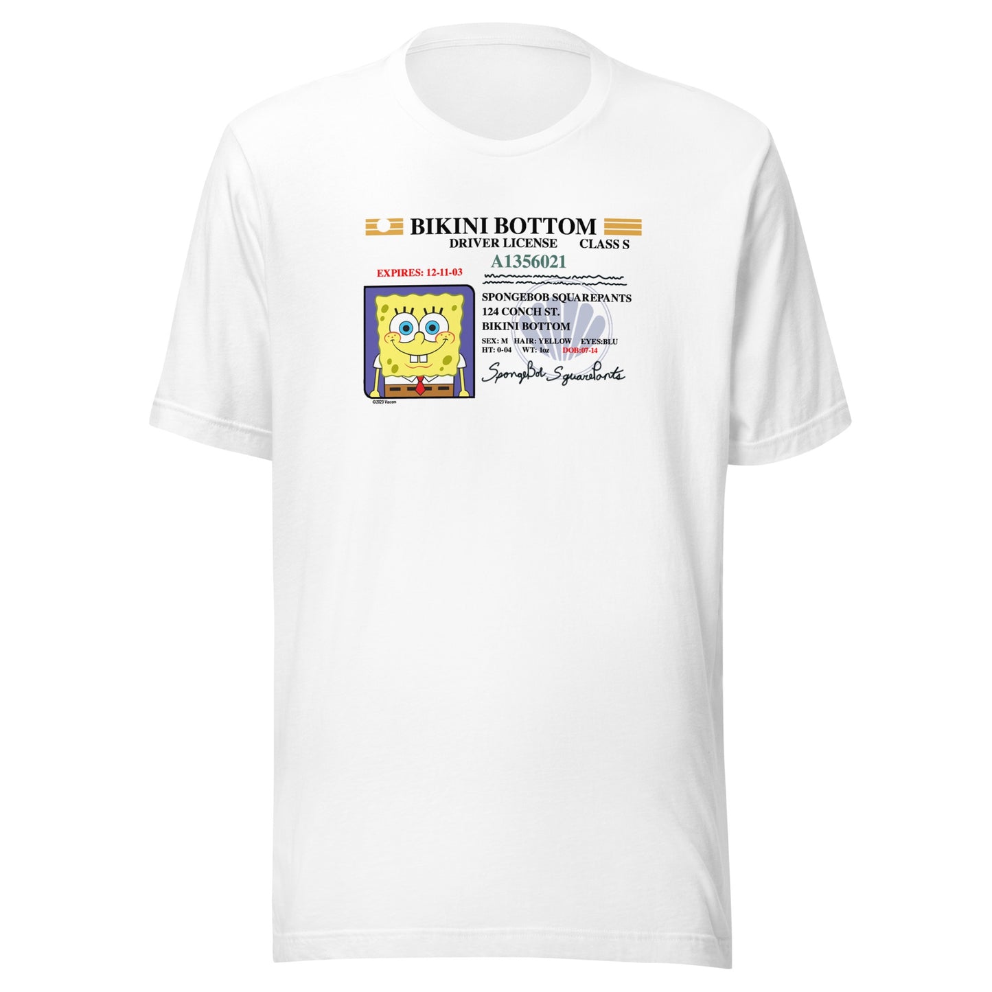 Camiseta del carnet de conducir de Bob Esponja