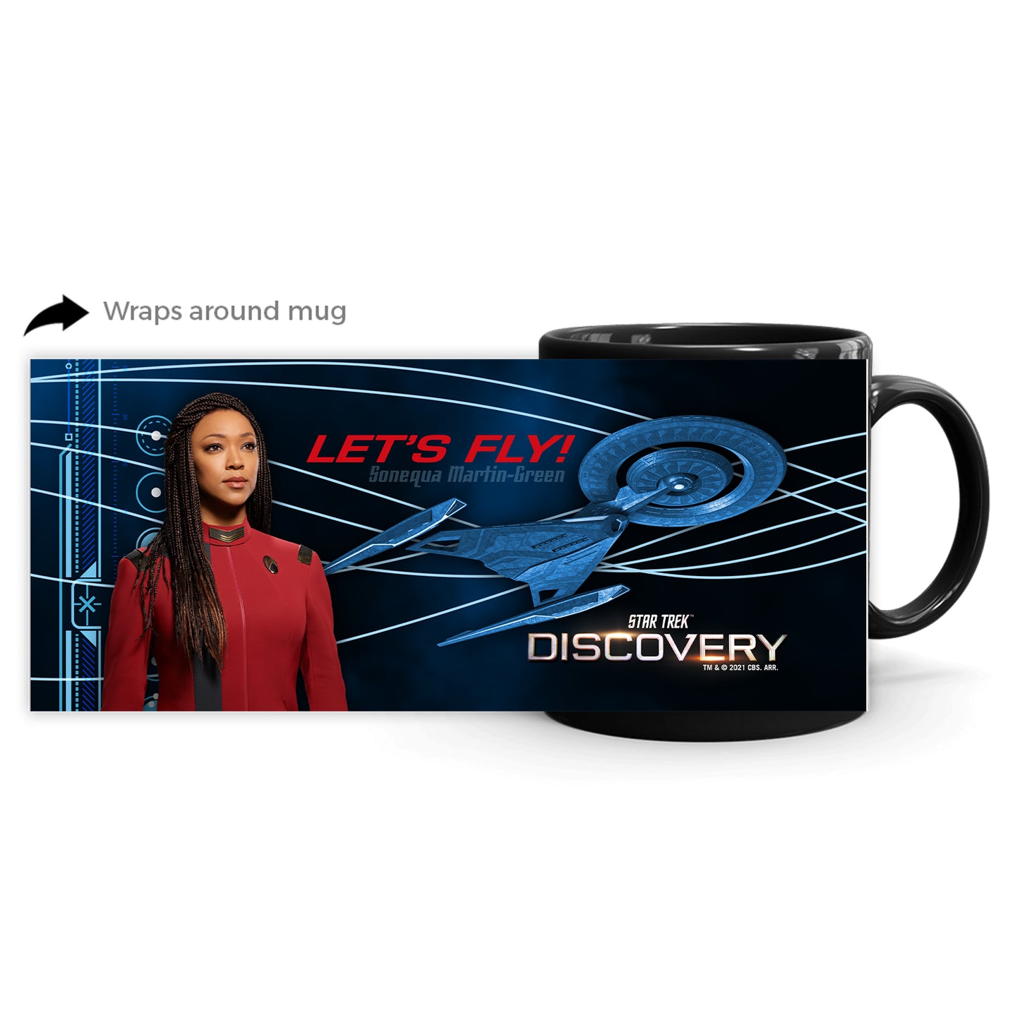 Star Trek: Discovery Sonequa Martin-Green "Let's Fly" Black Mug