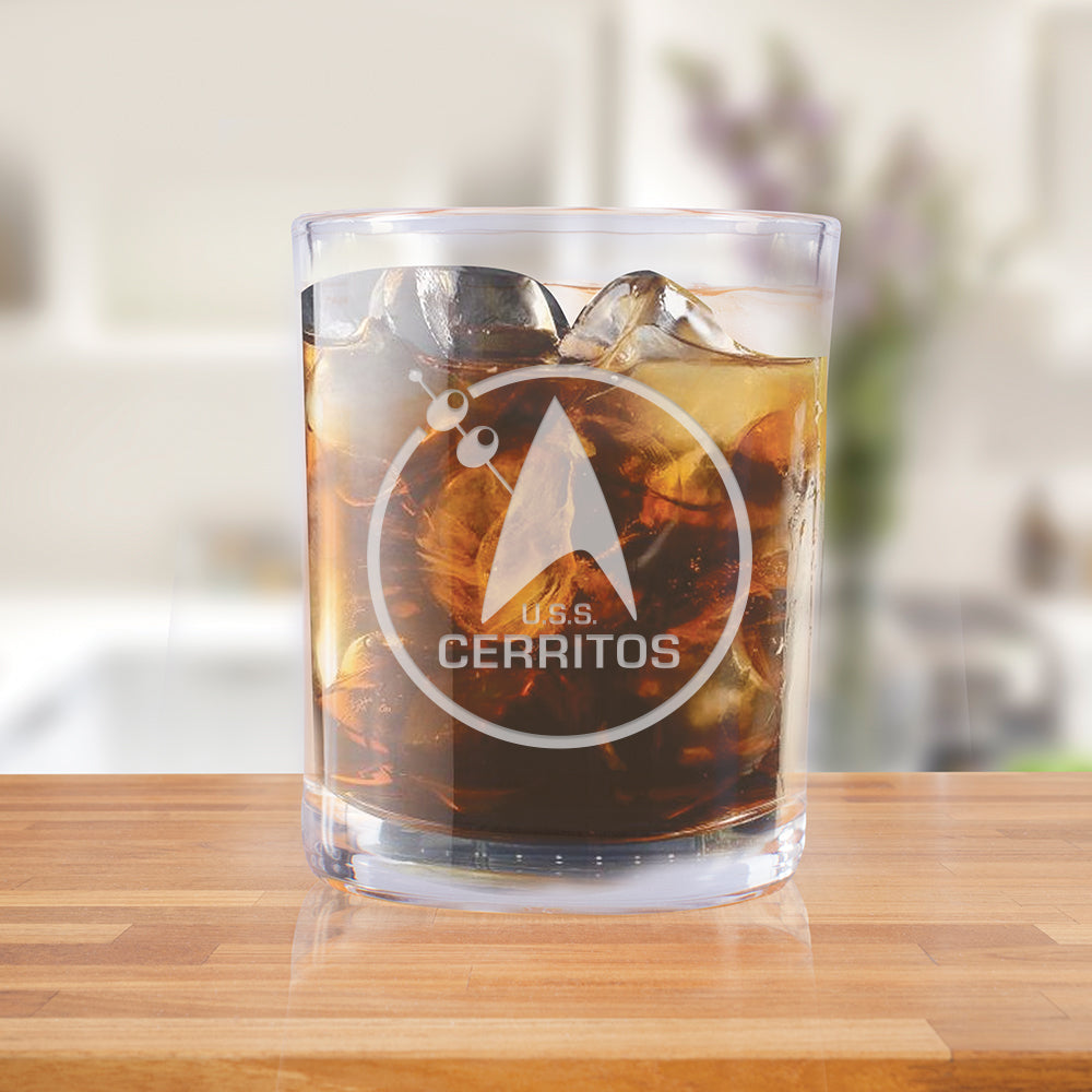 Star Trek: Lower Decks Cerritos Bar Logo Lasergraviertes Felsenglas
