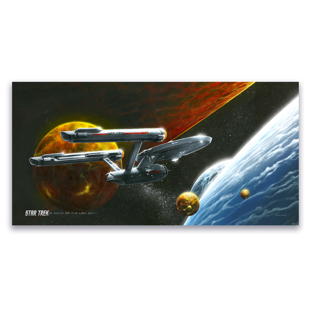 Star Trek: The Original Series Ships of the Line Oceans of Blue and Seas of Fire Satin Poster