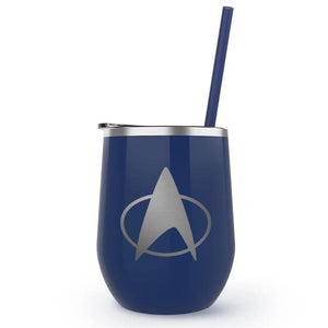Star Trek: The Next Generation Delta Laser Engraved Wine Tumbler with Straw (gobelet à vin avec paille)