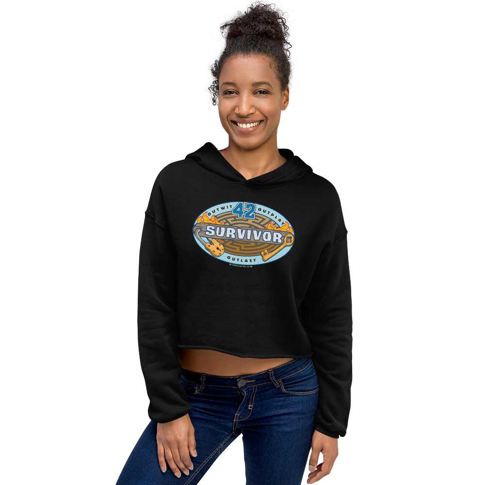 Survivor Season 42 Logo Women's Fleece Crop Hooded Sweatshirt