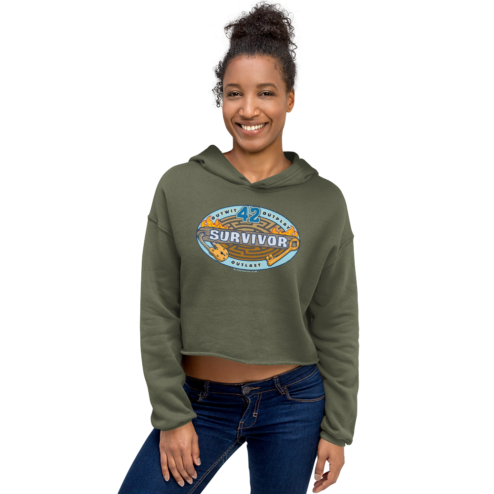 Survivor Season 42 Logo Women's Fleece Crop Hooded Sweatshirt