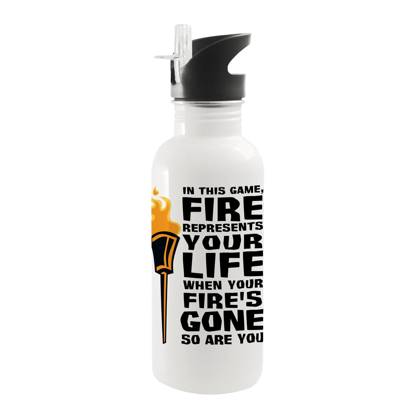 Survivor El fuego representa la vida Botella de agua con tapón de rosca de 20 oz
