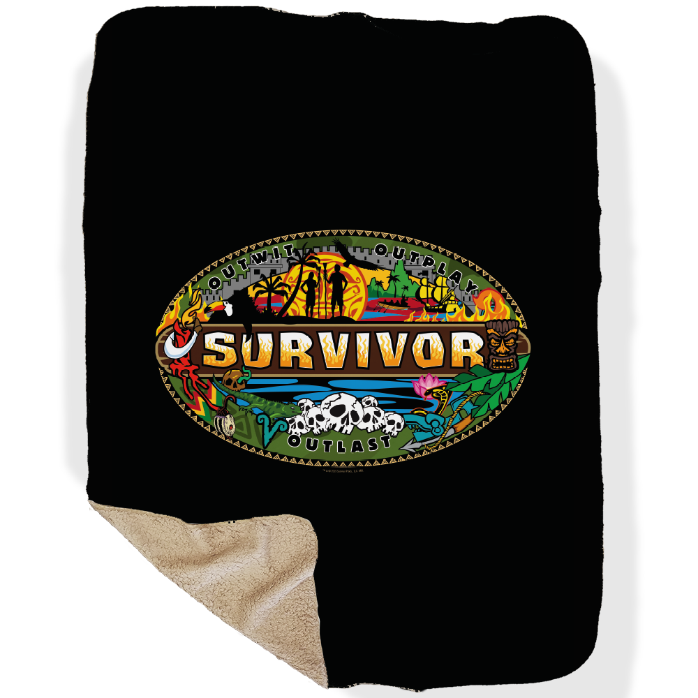 Survivor Mashup Logo Sherpa Blanket