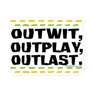 Survivor Outwit, Outplay, Outlast Lines Pegatina troquelada