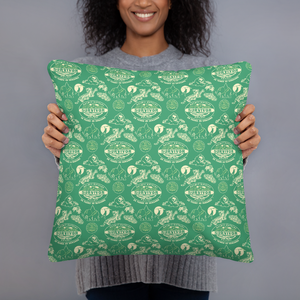Survivor 20 Years 40 Seasons All Over Green Tribal Pattern Throw Pillow