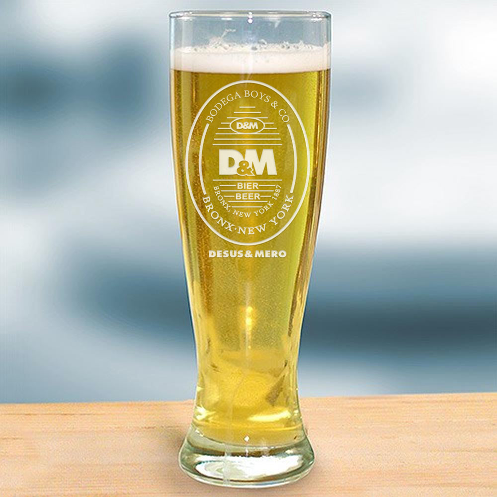 Desus & Mero Beer Label 16 oz Laser Engraved Pilsner Glass