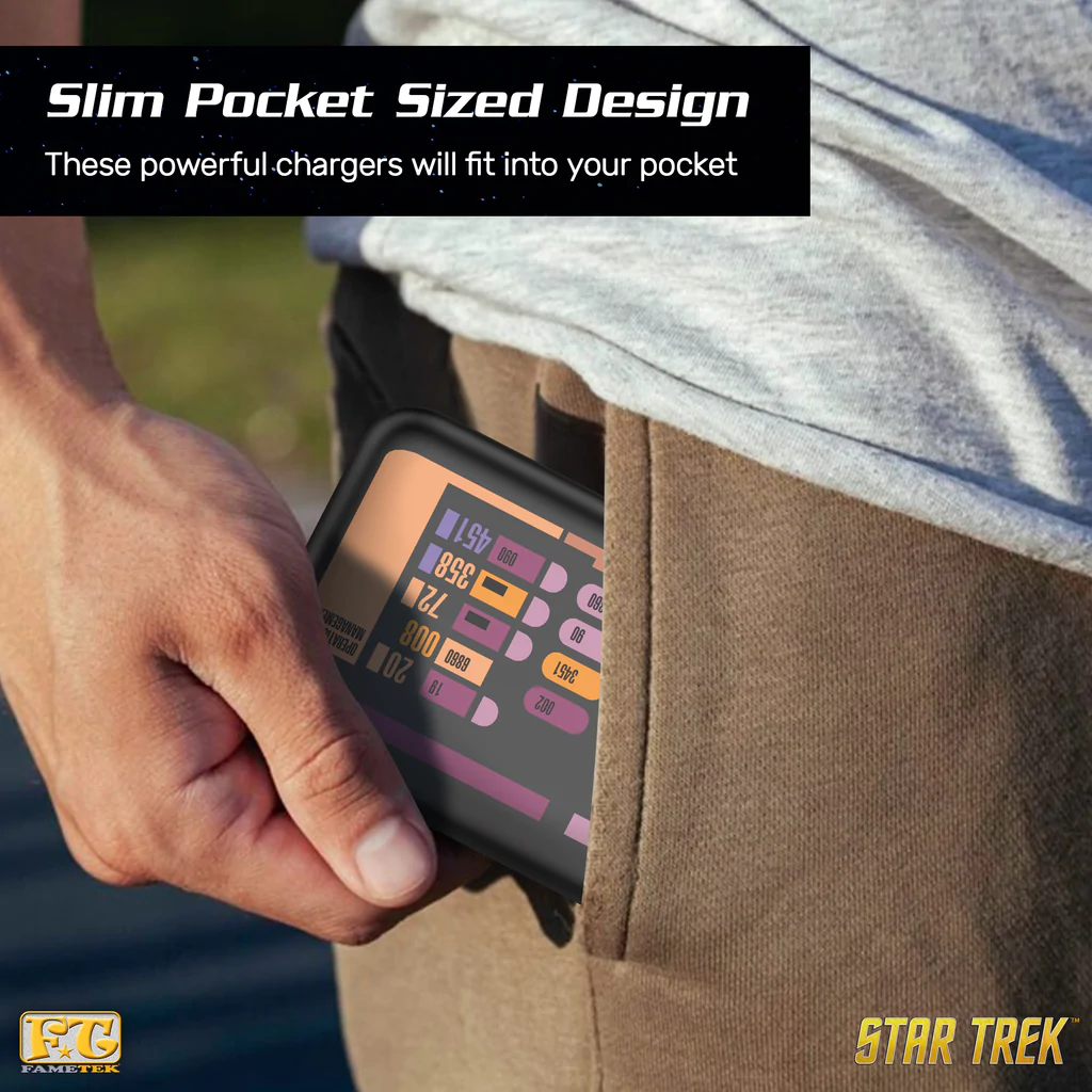 Star Trek: The Next Generation Banque d'alimentation mince 10 000mAh à triple charge avec design LCARS