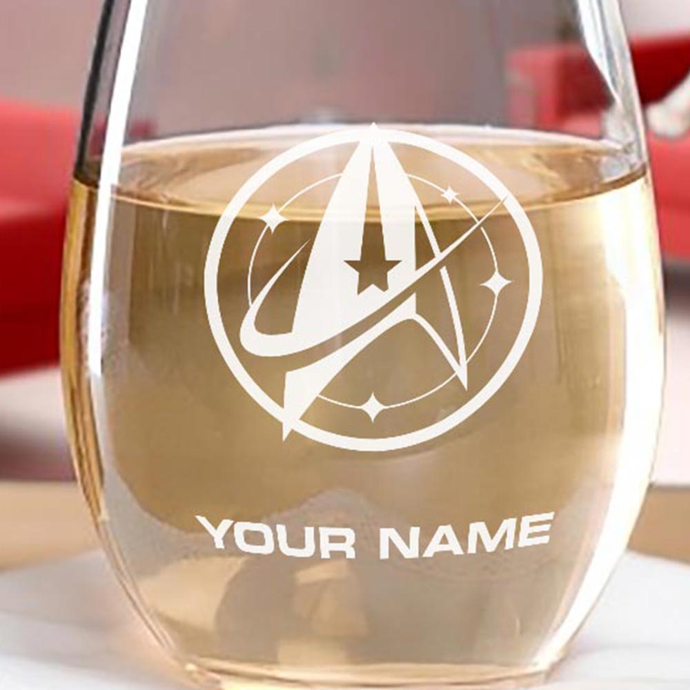Star Trek: Discovery Sternenflottenkommando Personalisierbar Stielloses Weinglas