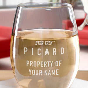 Star Trek: Propriété Picard du verre à vin personnalisé sans tige
