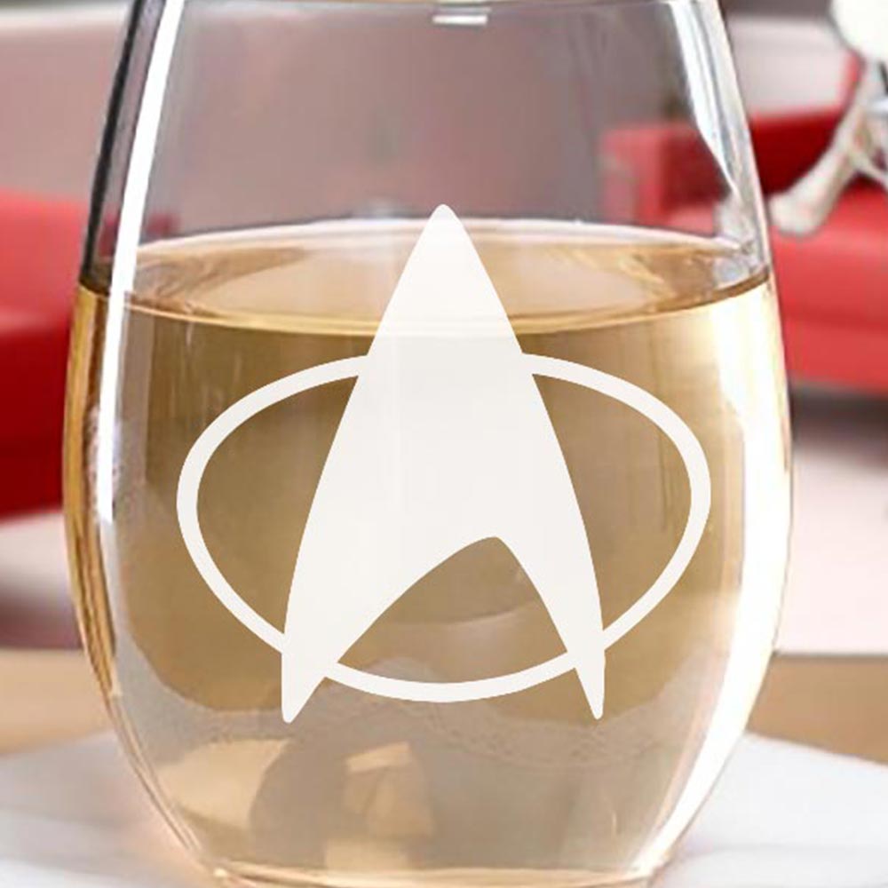 Star Trek: The Next Generation Copa de vino sin tallo Delta grabada con láser