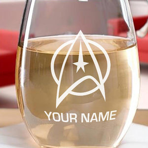 Star Trek: The Original Series Delta Personalisierbar Lasergraviertes stielloses Weinglas