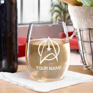 Star Trek: The Original Series Delta Personalisierbar Lasergraviertes stielloses Weinglas