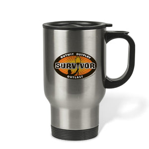 Survivor Outwit, Outplay, Outlast Logo Travel Mug - Orange