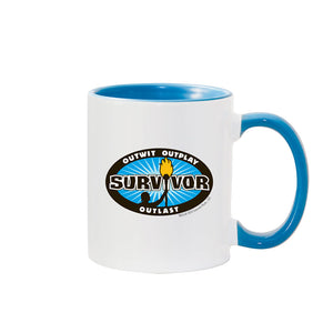Survivor Survivor Übertrumpfen, überspielen, überdauern Logo Zweifarbiger Becher