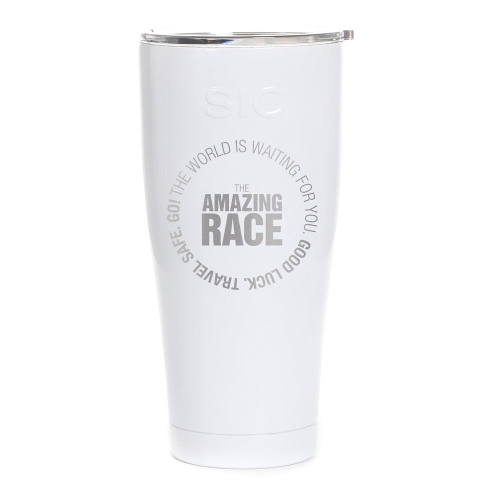 The Amazing Race Vaso SIC con insignia de inicio grabada con láser