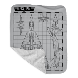 Top Gun Fighter Jet Schematics Sherpa Blanket