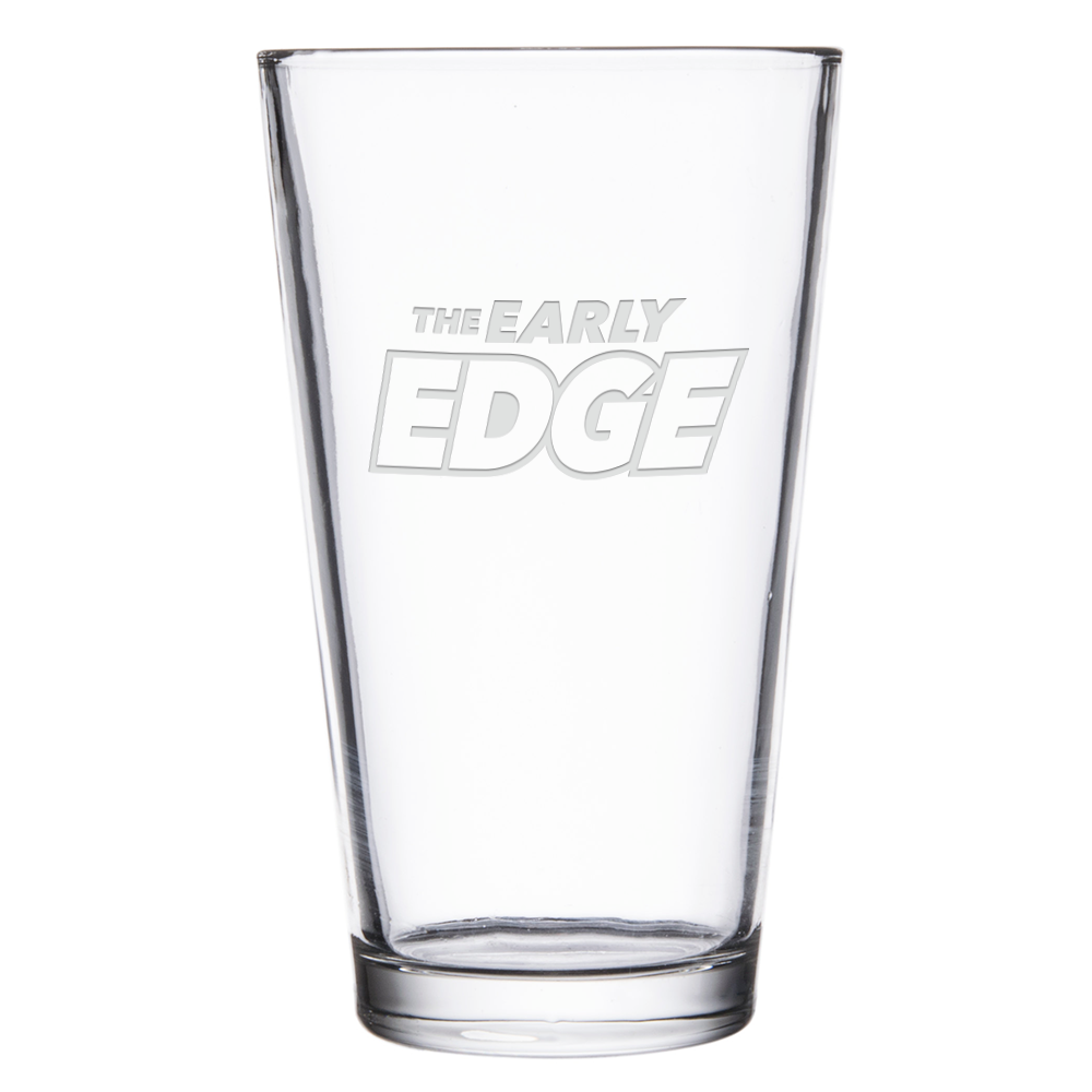 The Early Edge Podcast Logo Laser Engraved Pint Glass