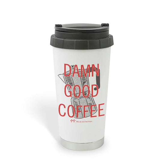 Twin Peaks Damn Good Coffee French Press 16 oz Stainless Steel Thermal Travel Mug