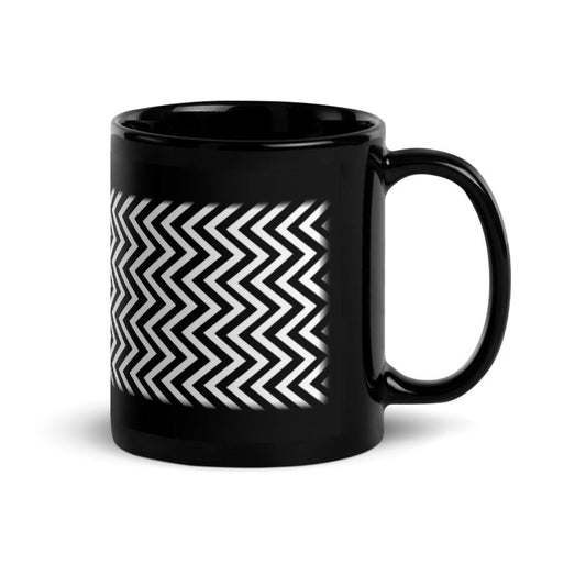 Twin Peaks Red Room Black and White Chevron Personalized 11 oz Black Mug