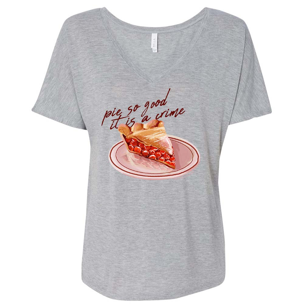 Twin Peaks Kuchen so gut, dass es ein Verbrechen ist DamenEntspanntes T-Shirt mit V-Ausschnitt