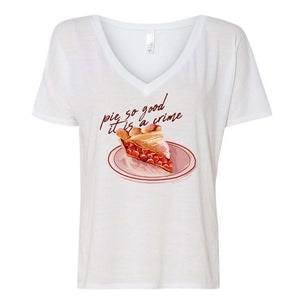 Twin Peaks Kuchen so gut, dass es ein Verbrechen ist DamenEntspanntes T-Shirt mit V-Ausschnitt