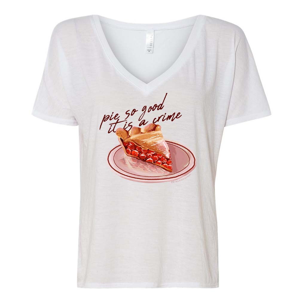 Twin Peaks Pie So Good it is a Crime Women's Relaxed V-Neck T-Shirt