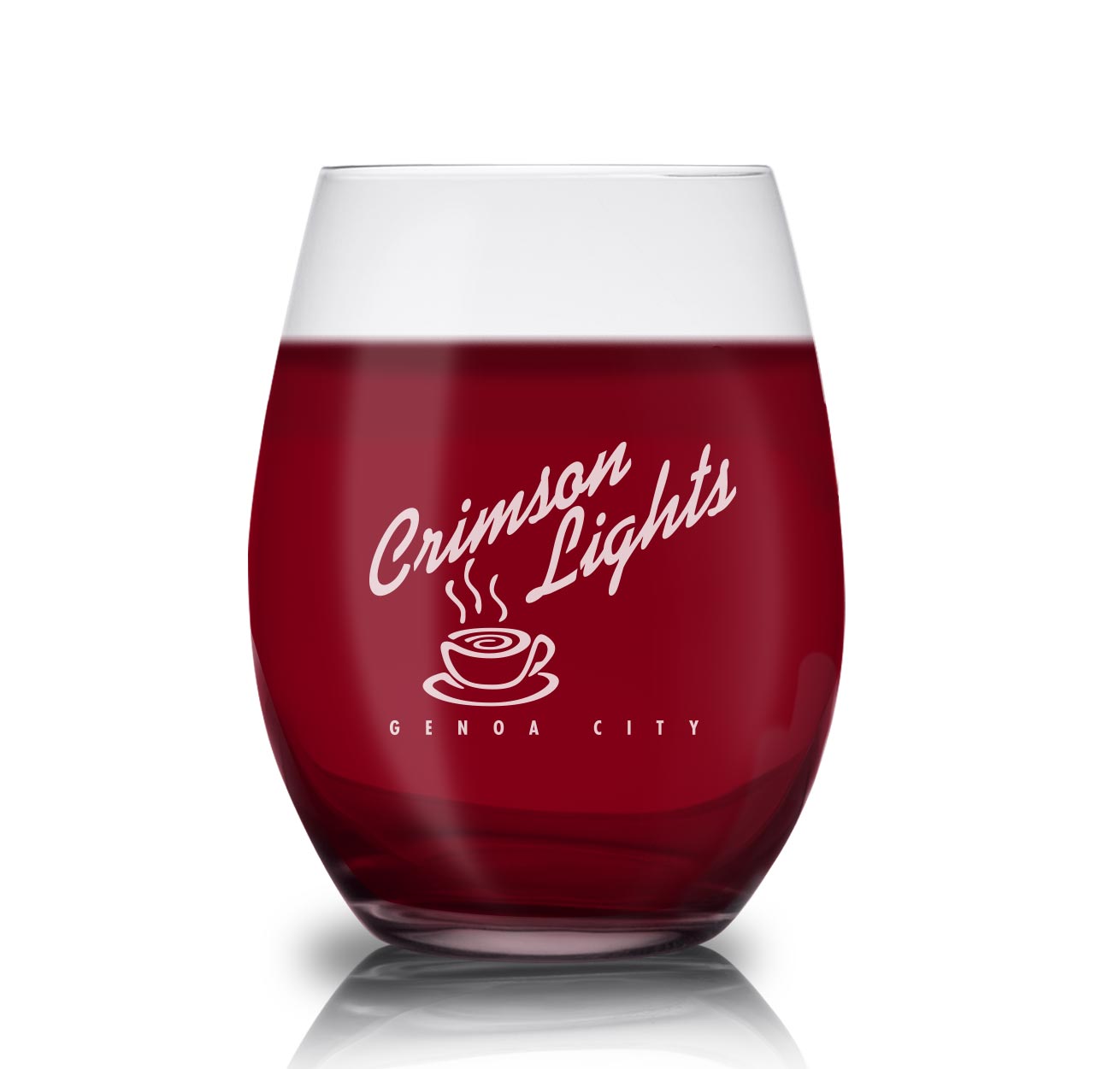 The Young and the Restless Crimson Lights Laser Engraved Stemless Wine Glass