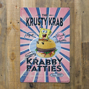 SpongeBob Schwammkopf Die Krusty Krab Krabby Patties Metall Zeichen - 12" x 18"