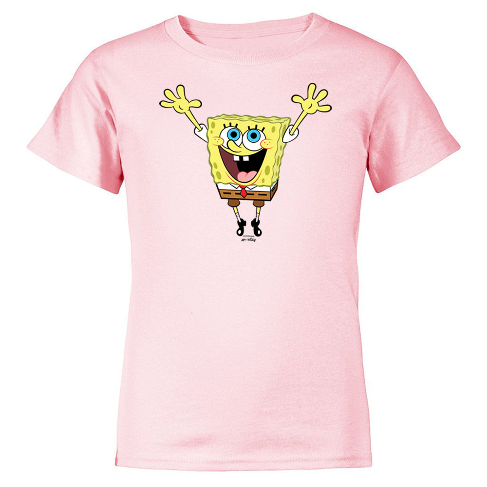 Spongebob Schwammkopf Hände in die Luft 20. Jahrestag Kinder T-Shirt mit kurzen Ärmeln
