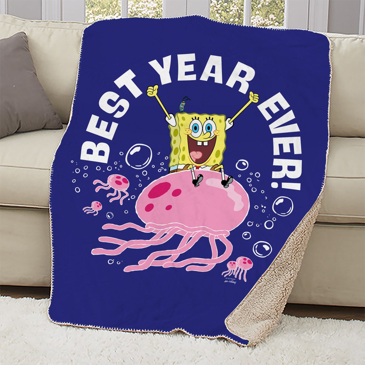 Spongebob Schwammkopf Best Year Ever Qualle Sherpa-Decke