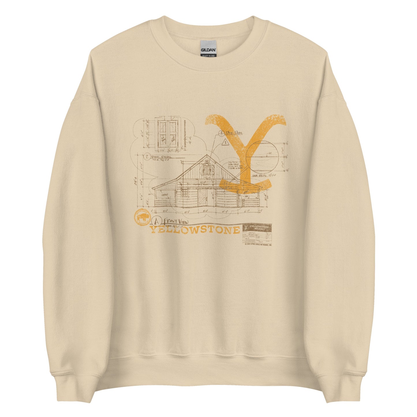 Yellowstone Historischer Blaudruck Sweatshirt mit Rundhalsausschnitt