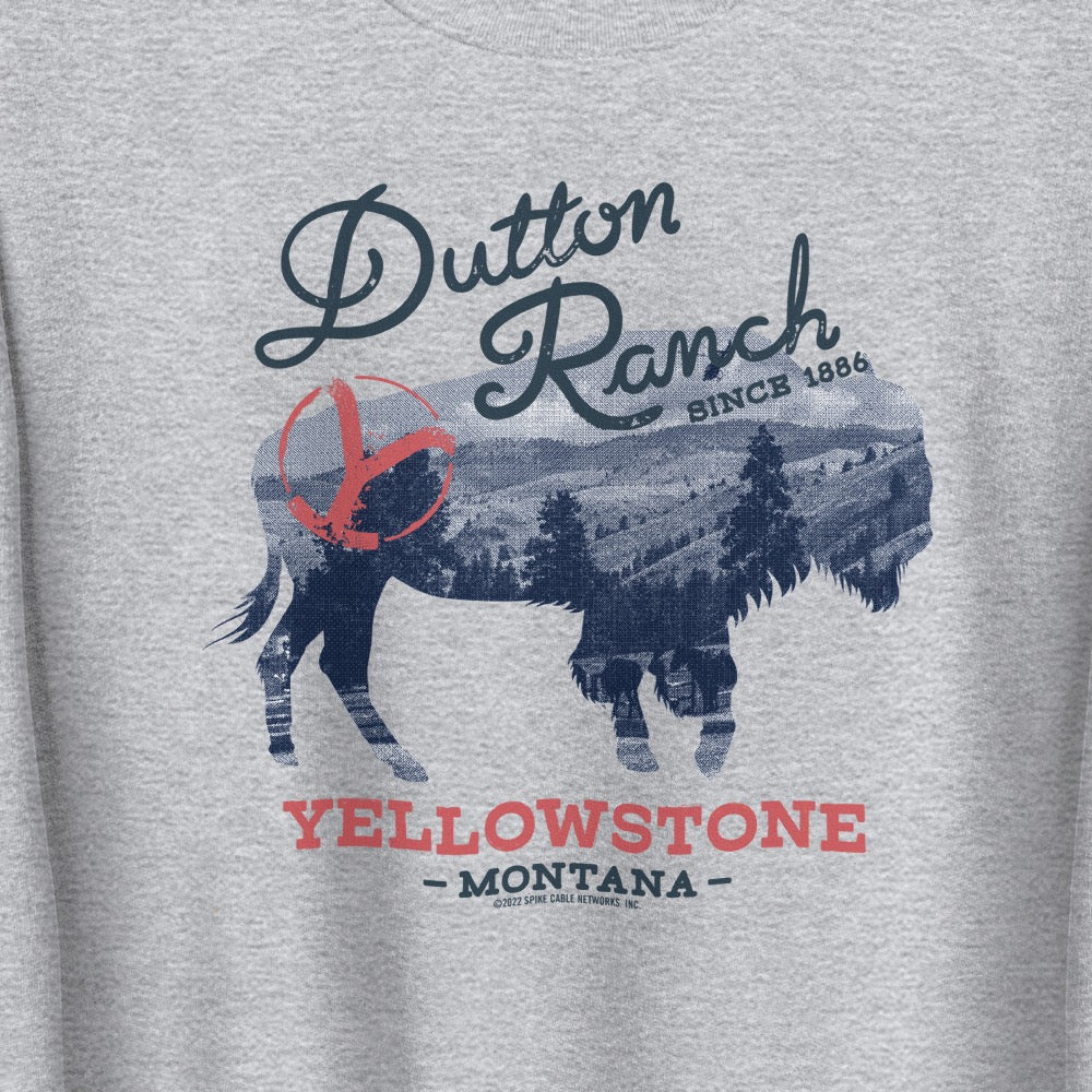 Yellowstone Dutton Ranch Montana Bull Fleece Crewneck Sweatshirt