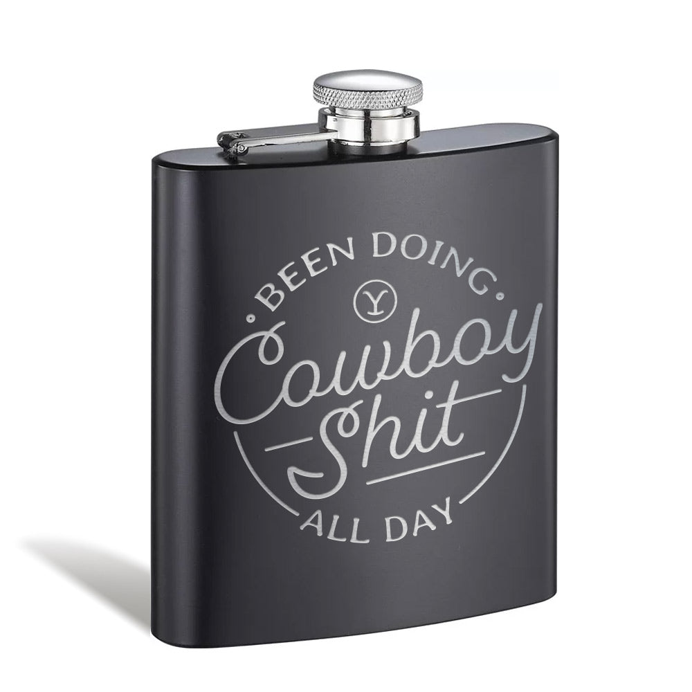Yellowstone Cowboy Laser Engraved Flask