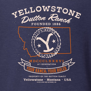 Yellowstone Dutton Ranch Deine Ranch Deine Regeln T-Shirt mit kurzen Ärmeln