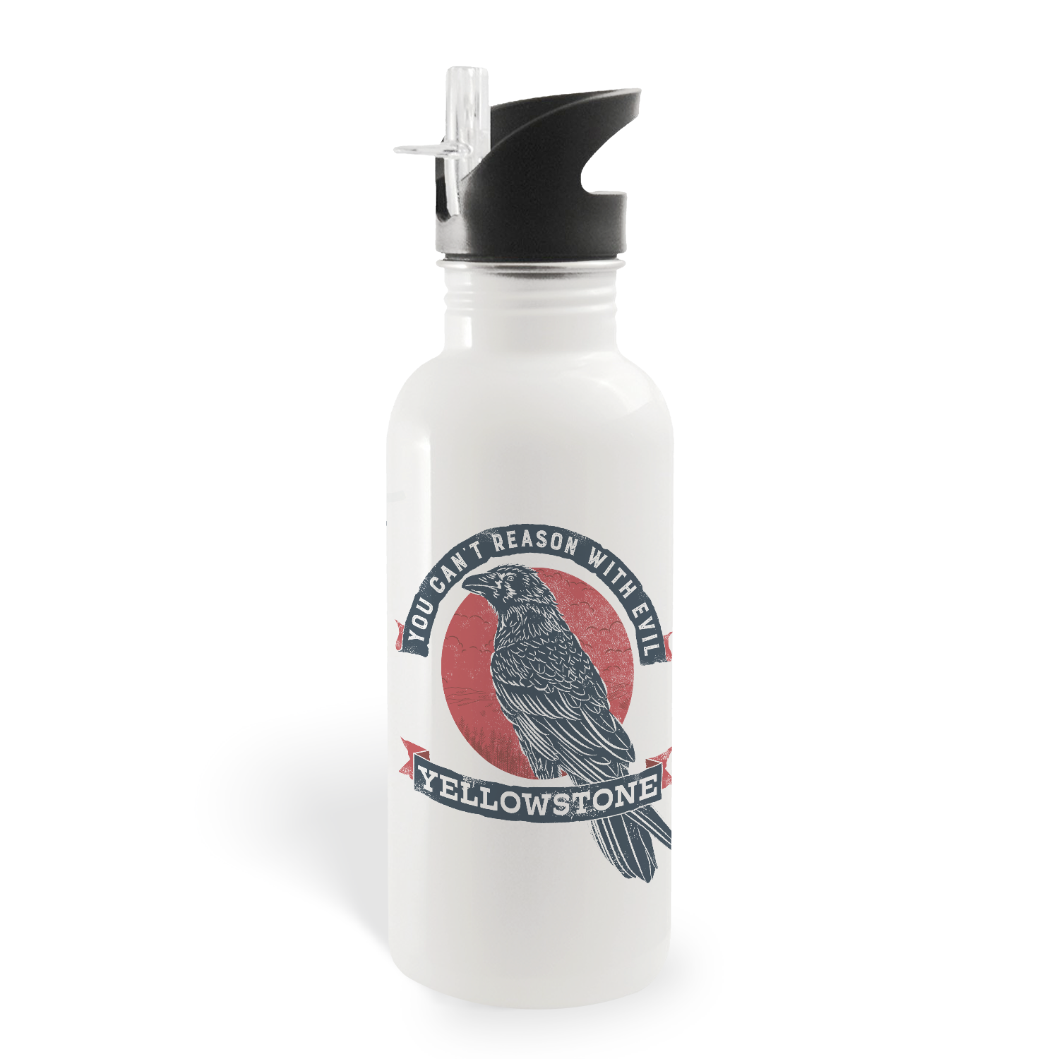 Yellowstone Can't Reason With Evil 20 oz Screw Top Water Bottle with Straw